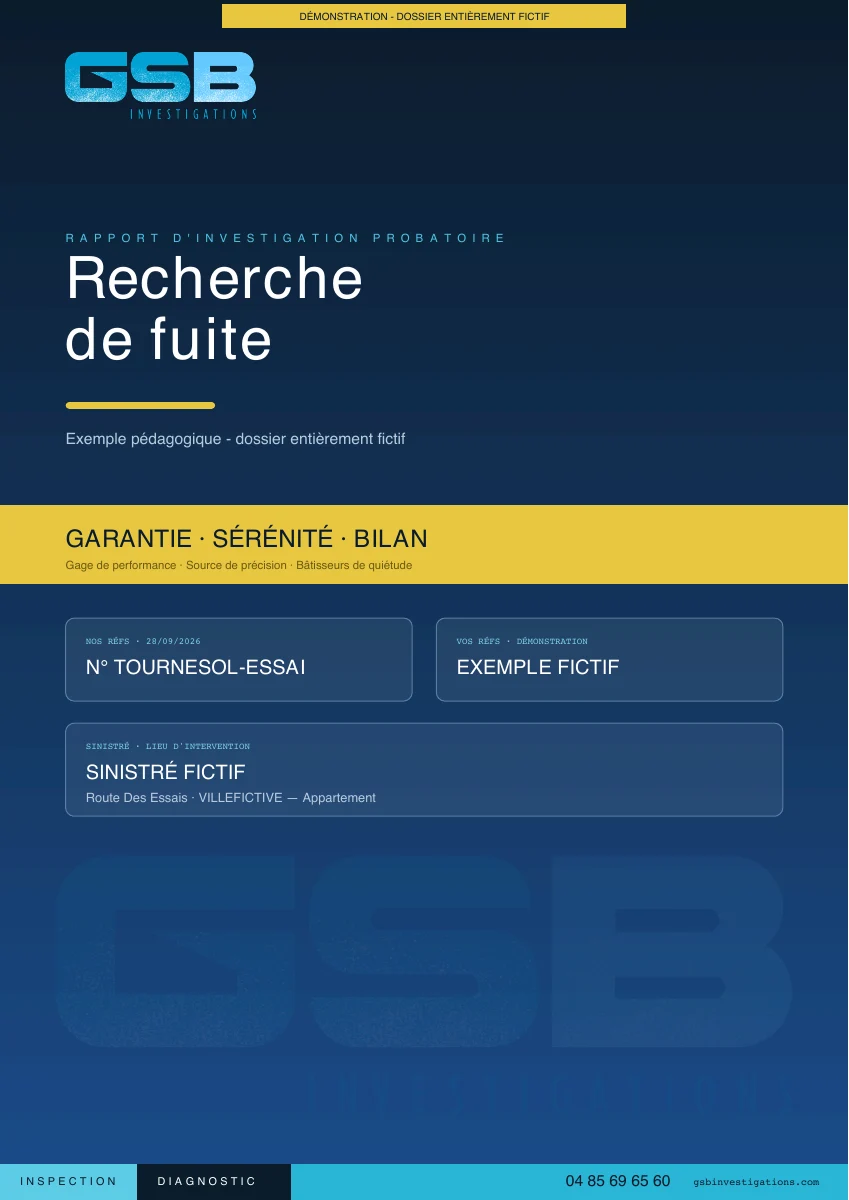 Page 1 : Couverture. Démonstration fictive.